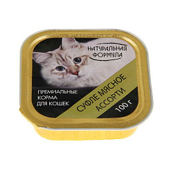 Натуральная формула влажный корм для кошек суфле мясное ассорти 100 г 