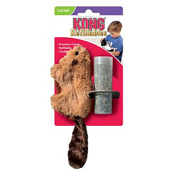 KONG игрушка для кошек "Бобер" 15 см плюш с тубом кошачьей мяты