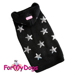 FOR MY DOG Джемпер вязаный черный с капюшоном "Звезды" (18-20) FW972-2021 