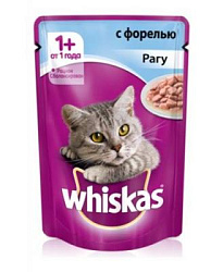 WHISKAS® (Вискас) влажный корм для кошек от 1 года рагу с форелью 85 г пауч 10155468