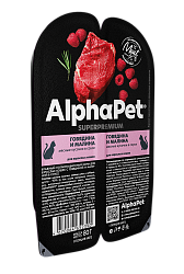 AlphaPet (АльфаПет) влажный корм для взрослых кошек говядина и малина 80 г