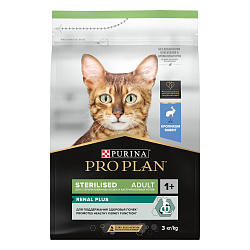 PRO PLAN (Про План) Sterilised RENAL PLUS для взрослых стерилизованных кошек с кроликом, 3 кг