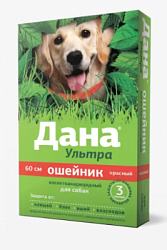 Дана Ультра ошейник инсектоакарицидный (для собак, 60 см), красный (Апиценна)