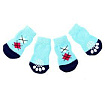 Носки хлопковые нескользящие "Узор", размер M 3/4*7 см, набор 4 шт, черно-голубые 1383836 Sima