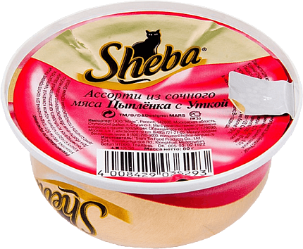 Sheba (Шеба) консервы для кошек Ассорти из сочного мяса курицы с уткой 80 г 10116248
