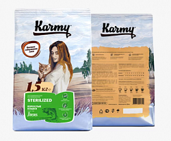 KARMY Sterilized сухой корм для стерилизованных кошек и кастрированных котов лосось (разв.)