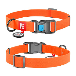 Ошейник WAUDOG Waterproof c QR-паспортом, метал.пряжка-фастекс, Ш 20 мм, Дл 24-40см оранжевый 27934
