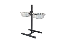 Кормушка регулируемая ECO черная h60см, 2*2,5 л, D26 (миска трапец., металл.) арт.1086