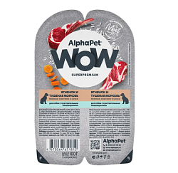 ALPHAPET (АльфаПет) WOW влажный корм для собак с чув.пищ Ягненок/Морковь 100 г