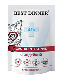 BEST DINNER (Бест Диннер) Vet Profi влажный корм для кошек Гастро кусочки в соусе с индейкой 85 г