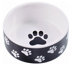 Миска керамическая для собак 420 мл черная с лапками КерамикАрт