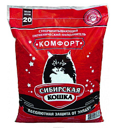 Наполнитель Сибирская кошка супервпитывающий "Комфорт" впитывающий 20 л 