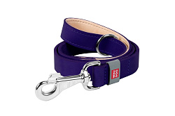 Поводок WAUDOG Classic. кожа, стандартный карабин (ширина 25мм, длина 122см) фиолетовый 08159