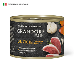 Grandorf (Грандорф) FRESH Консервы для собак паштет из утки с бататом и цветной капустой, 200 г
