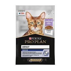 PRO PLAN (Про План) INDOOR влажный корм для взрослых кошек, живущих дома с индейкой в желе, 85 г
