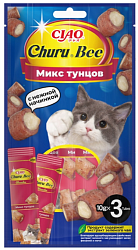 INABA Churu Bee (ИНАБА ЧУРУ БИ) Запеченные трубочки для кошек Микс Тунцов, 10 г х 3 шт.