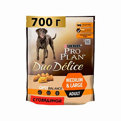 PROPLAN DUO DELICE для взрослых собак средних и крупных пород говядина/рис 700 г 12386133