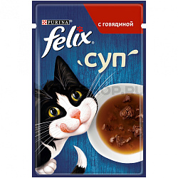 FELIX Суп влажный корм для взрослых кошек говядина 48 г 12378667