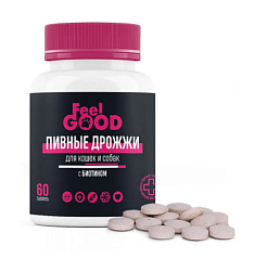 FeelGOOD Пивные дрожжи с биотином и чесноком для кошек и собак, 60 табл.