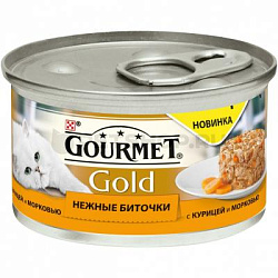GOURMET GOLD влажный корм для взрослых кошек нежные биточки с курицей и морковью 85 г PR12296405