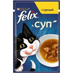 FELIX Суп влажный корм для взрослых кошек курица 48 г 12479125