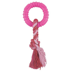 Игрушка для мелких собак из цельнолитой резины Кольцо с веревкой 17,5 см, Triol