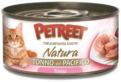 Petreet Natura консервы для взрослых кошек кусочки тихоокеанского тунца в рыбном бульоне 70г А53095