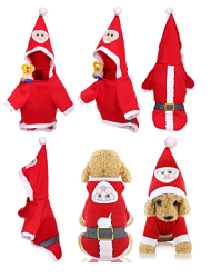 Кофта для собаки "Новогодний БУМ-Санта" с капюшоном, размер S (35*25см)