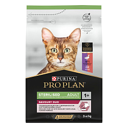 PRO PLAN (Про План)Sterilised SAVOURY DUO сухой корм для взрослых стерилизованных кошек с уткой 3 кг
