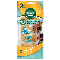 Косточки жевательные DENTAL узловые, 6см, 60-90г (уп.6шт.), Triol