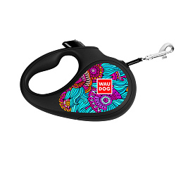 Поводок-рулетка WAUDOG R-leash "Лето", S, до 15 кг, 5 м, светоотраж. лента черный 8124-0062-01