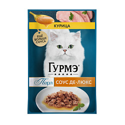 GOURMET PERLE (Гурмэ Перл) Соус Де-Люкс влажный корм для кошек роскошный соус с курицей 75 г