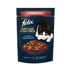 FELIX Мясные ломтики влажный корм для взрослых кошек Говядина 75г