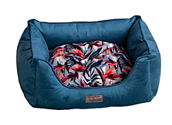 Лежанка для мелких собак "Дрим" синий с цветной подушкой Размер 57х46х17см Lion