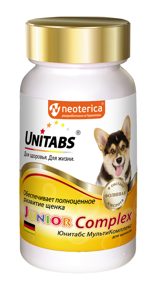 Unitabs (Юнитабс) ЮниорКомплекс c B9 для полноценного развития для щенков 100 таблеток, Неотерика
