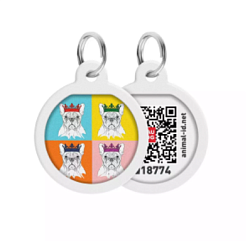 Адресник метал. WAUDOG Smart ID c QR паспортом "Французский бульдог" круг, Д25 мм 0625-0209 