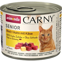 Animonda CARNY SENIOR влажный корм для кошек старше 7 лет с говядиной, курицей и сыром д/ кошек ж/б 200г