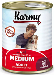 Karmy (Карми) консервы для взрослых собак средних пород с индейкой 340 г