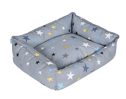 Лежанка для средних собак ПУХЛИК поплин звездопад размер L 68*52*16 см Rich Breed 