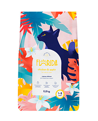 FLORIDA(Флорида)сухой корм для взрослых кошек с курицей и яблоком 800 г 53908