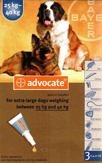 Адвокат капли для собак весом от 25 до 40 кг 1 пип.