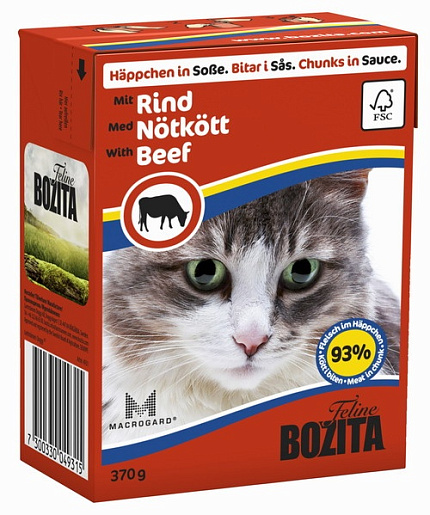 "BOZITA" тетра пак консервы для кошек 370 г (соус с говядиной) 3931/4931