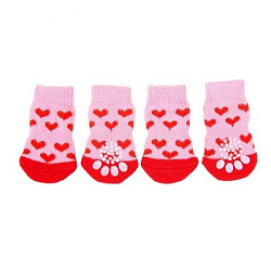 Носки хлопковые нескользящие "Сердечки", размер L 3,5/5*8 см, набор 4 шт, микс расцветок 1191675 Sim