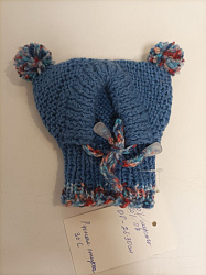 Шапочка голубая ушки Hand made