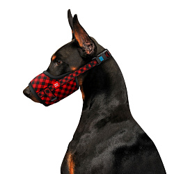 Намордник для собак WAUDOG Nylon, рисунок "Шотландка красная", пластиковый фастекс, размер №3, О 25-