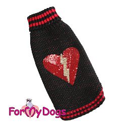 FOR MY DOG Свитер вязаный "Сердце"черный (14-16) FW973-2021  