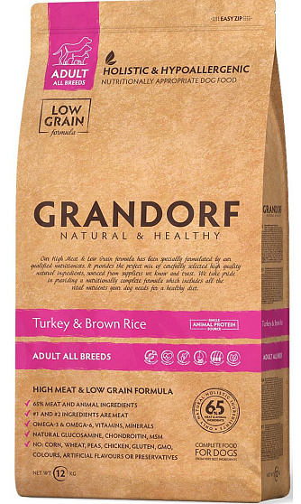 Grandorf Индейка с рисом для  взрослых собак всех пород 12 кг