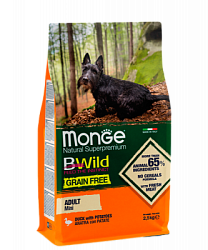 Monge Dog BWild GRAIN FREE Mini сухой беззерновой корм утка/карт для взрослых собак мелких пород 2,5 кг