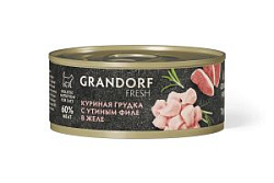 Grandorf FRESH консервы для кошек куриная грудка с утиным филе в желе 70 г