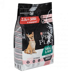 PROPLAN Small&Mini для взрослых собак мелких пород с лососем 2.5 кг+500 г 12324754/12444210